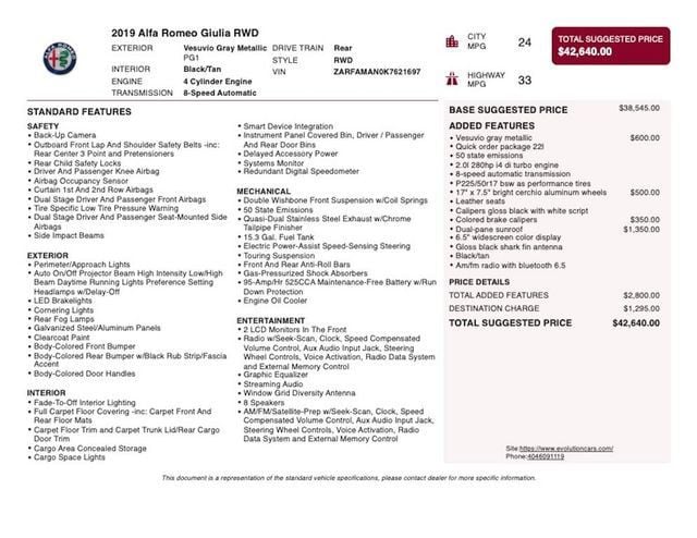 2019 Alfa Romeo Giulia RWD - 23021049 - 3