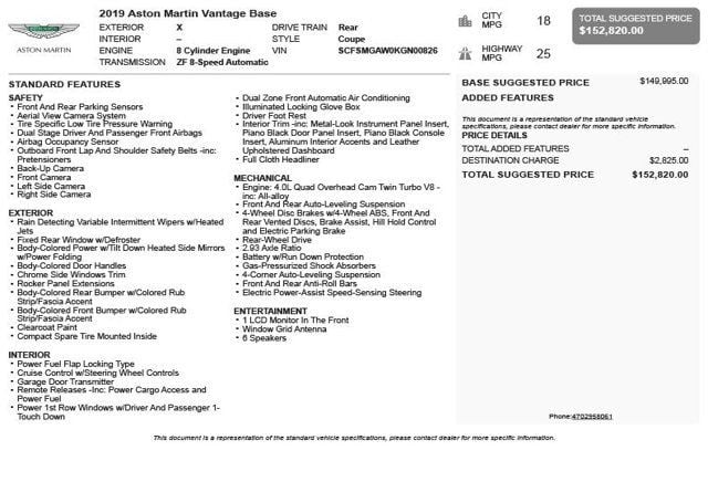 2019 Aston Martin Vantage Coupe - 22995629 - 2