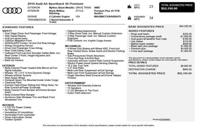 2019 Audi A5 Sportback Premium Plus - 23030577 - 2