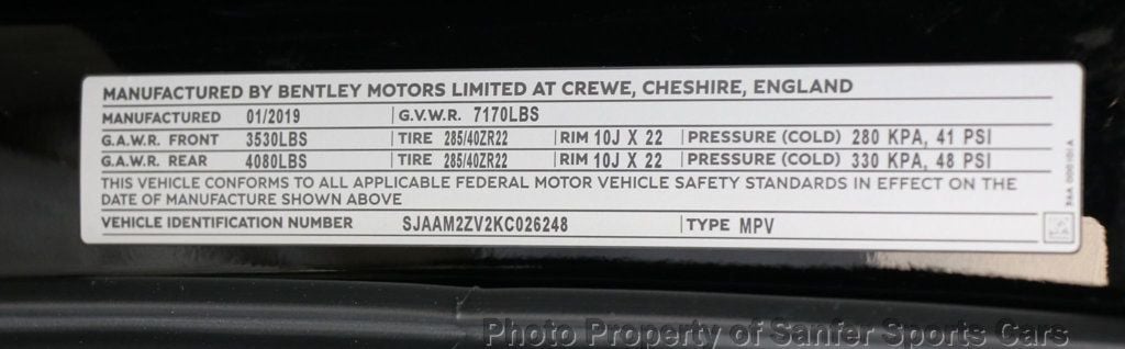 2019 Bentley Bentayga Black Specification  - 22890821 - 55