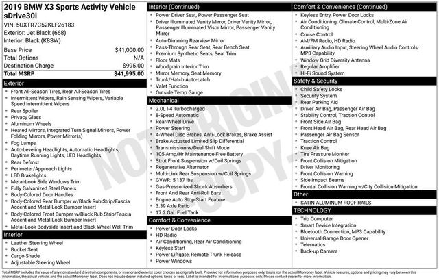 2019 BMW X3 sDrive30i Sports Activity Vehicle - 23045888 - 5