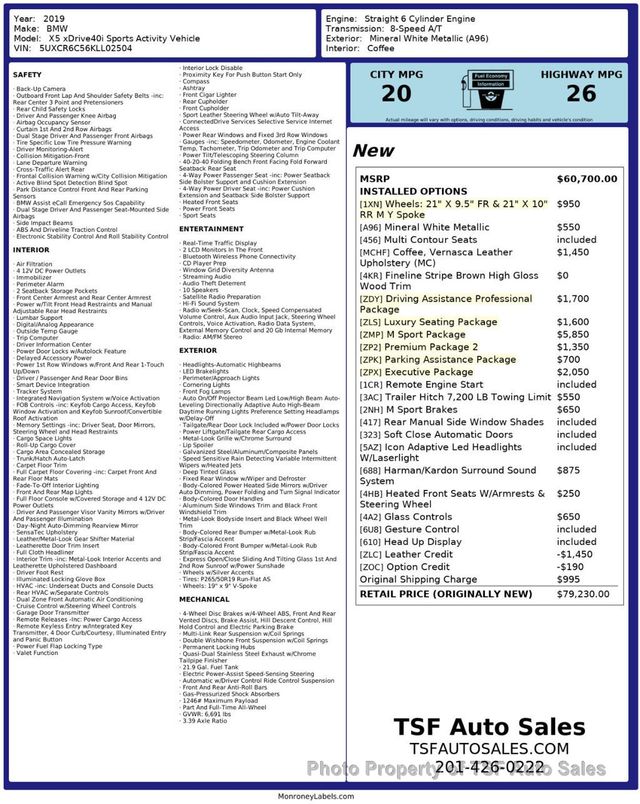 2019 BMW X5 xDrive40i M SPORT/PREM 2/DRIVE ASSIST/EXECUTIVE/LUX SEATING - 22993607 - 1