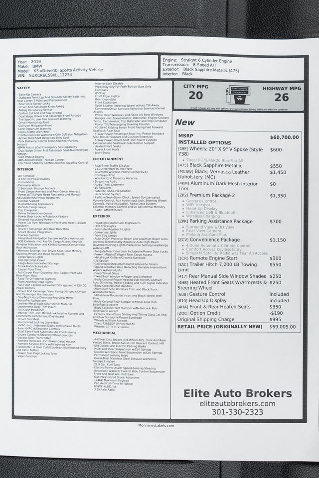 2019 BMW X5 xDrive40i Sports Activity Vehicle - 22995231 - 62