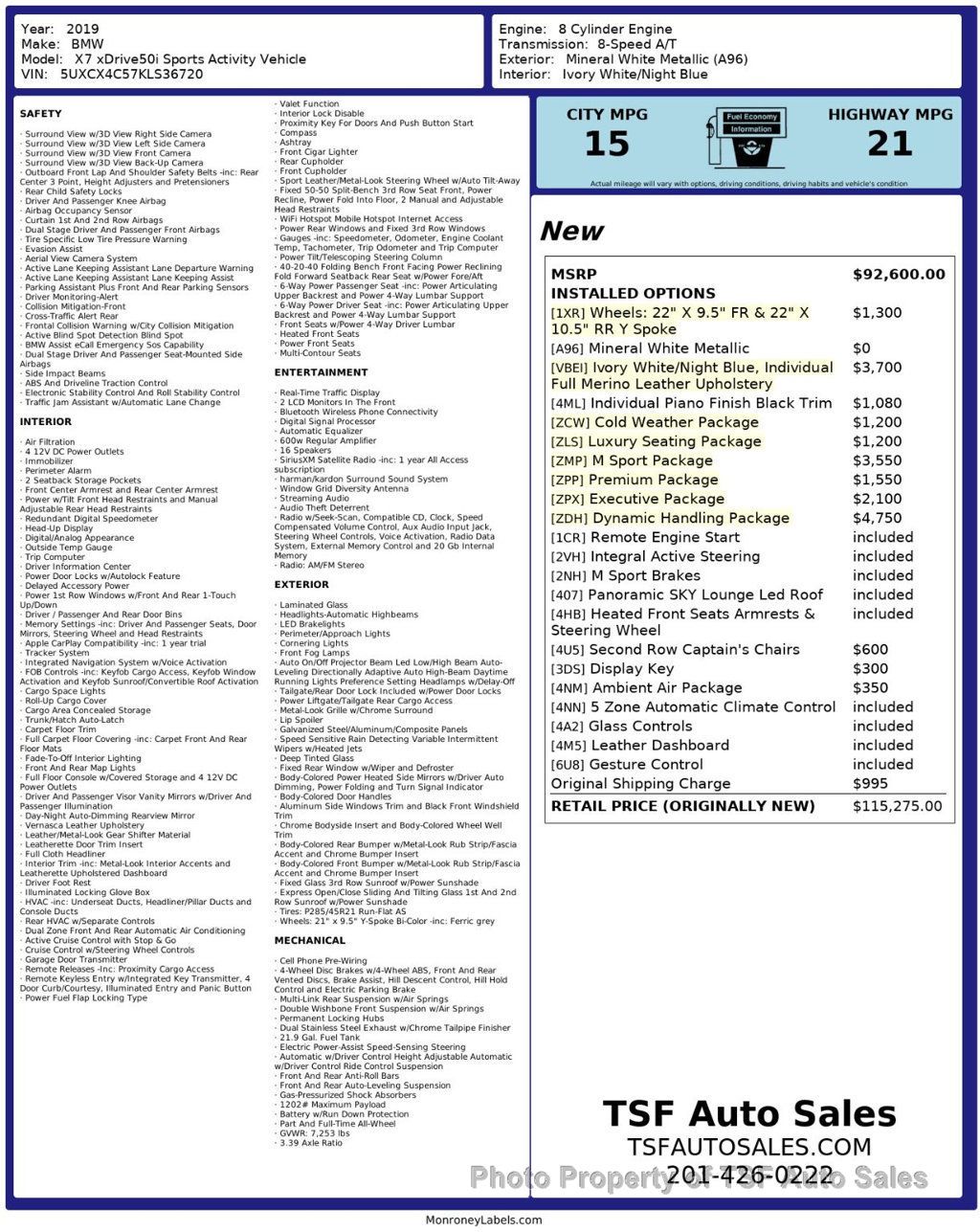 2019 BMW X7 xDrive50i Sports Activity Vehicle $115,275 MSRP SUPER LOADED!!!! - 22993628 - 1