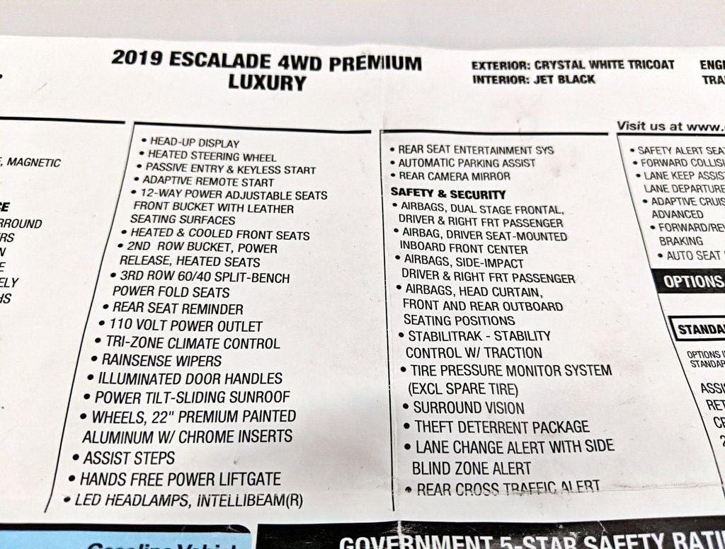 2019 Cadillac Escalade 4WD 4dr Premium Luxury - 22393647 - 62