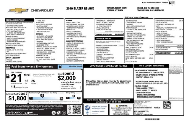 2019 Chevrolet Blazer AWD RS Convenience/Confidence Pkg - 22926751 - 6