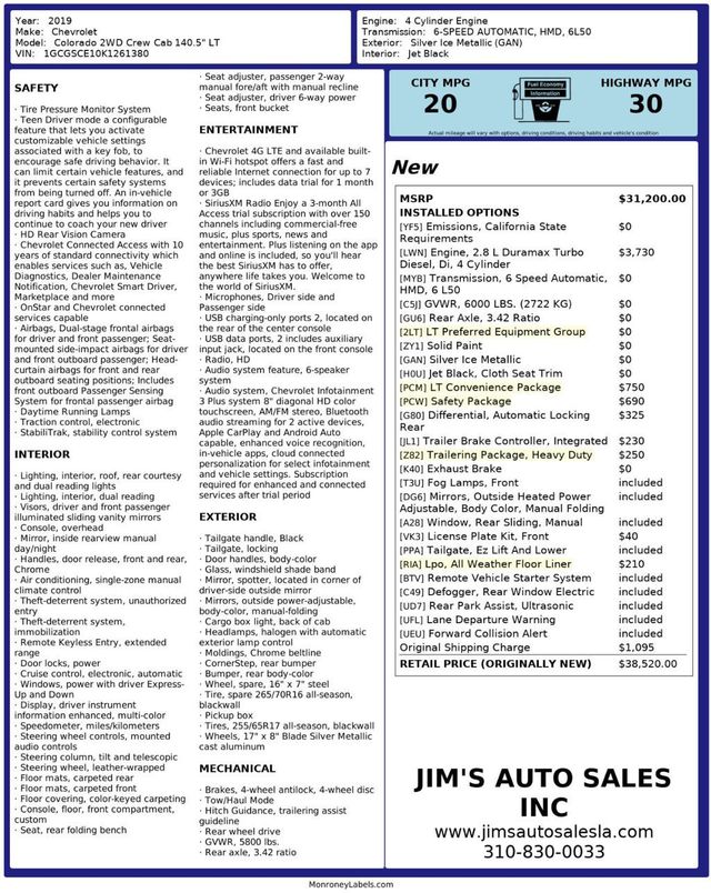 2019 Chevrolet Colorado Crew Cab LT Convenience Package Safety Package - 23011036 - 7