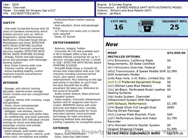 2019 Chevrolet Corvette 2dr Stingray Coupe w/1LT - 22975080 - 8