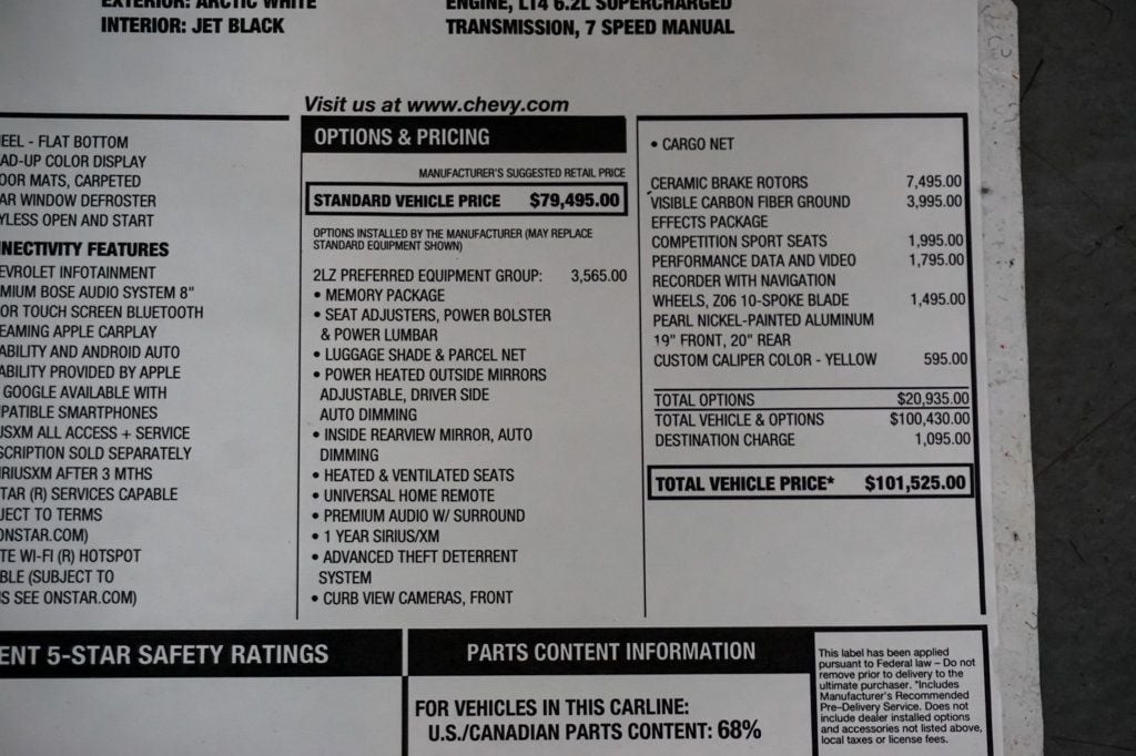 2019 Chevrolet Corvette *Z06 2LZ* *7-Speed Manual* *Carbon Ceramic Brakes* *Full PPF* - 22905314 - 88