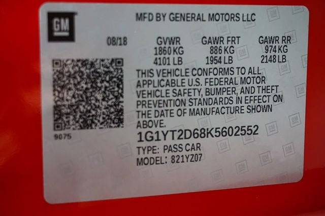 2019 Chevrolet Corvette *Z06 3LZ* *Z07-Performance Pkg* *7-Speed Manual* *Only 800 Miles - 23030156 - 18