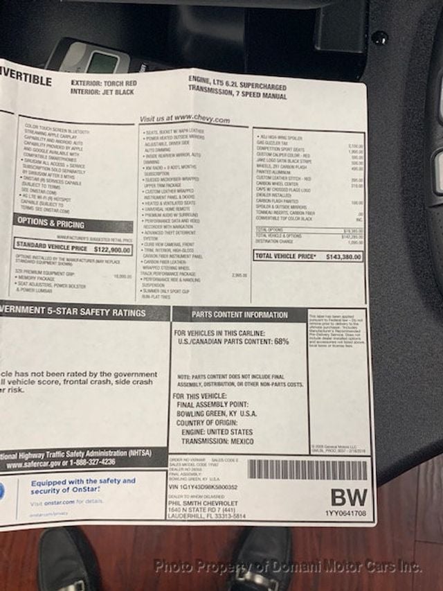 2019 Chevrolet Corvette ZR1 Convertible w/ 3RZ Premium Equipment Group, Over $ 143k Wind - 19488650 - 2