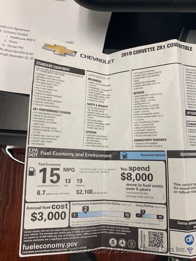 2019 Chevrolet Corvette ZR1 Convertible w/ 3RZ Premium Equipment Group, Over $ 143k Wind - 19488650 - 3