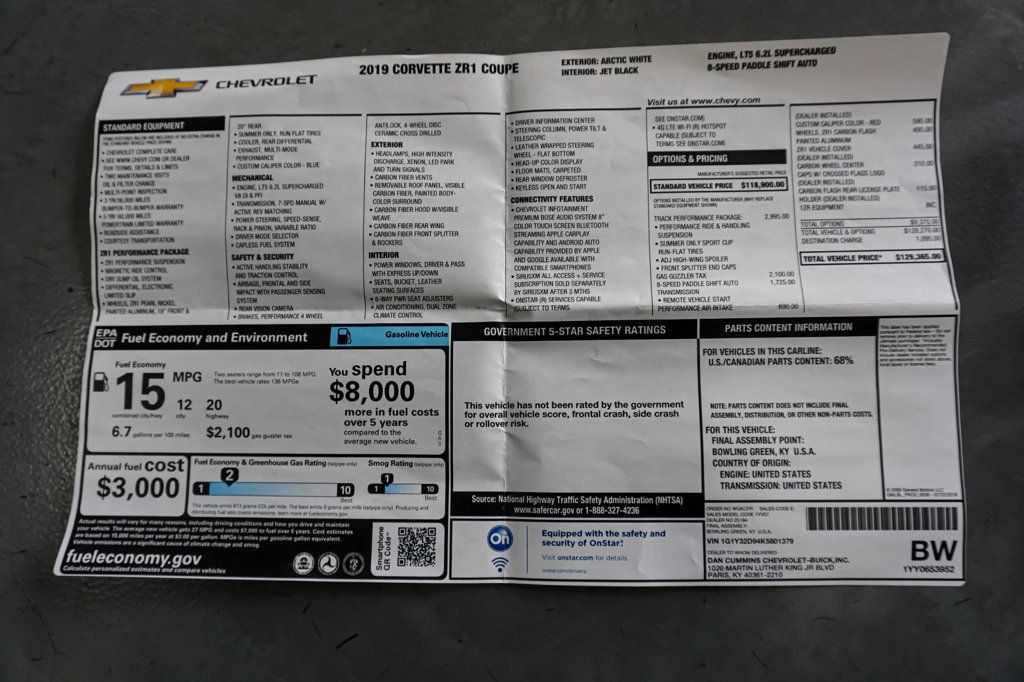 2019 Chevrolet Corvette *ZR1* *ZTK Track Package* *Only 946 Miles* - 23020954 - 77