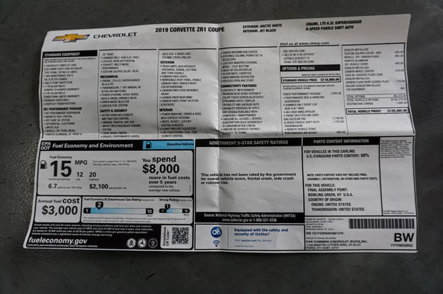 2019 Chevrolet Corvette *ZR1* *ZTK Track Package* *Only 946 Miles* - 23020954 - 77