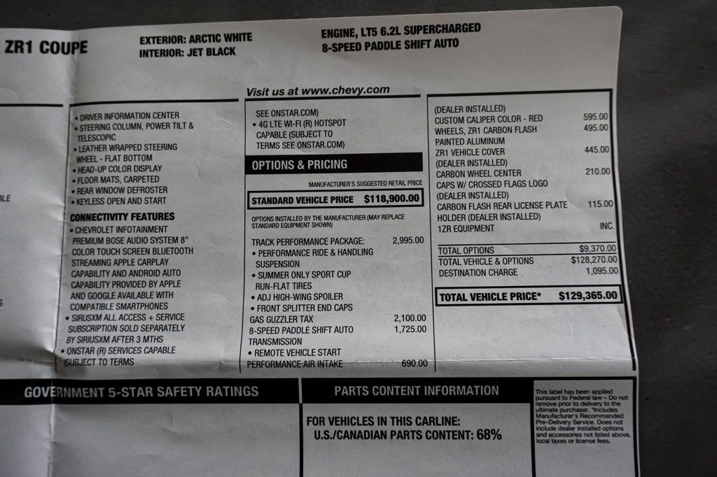 2019 Chevrolet Corvette *ZR1* *ZTK Track Package* *Only 946 Miles* - 23020954 - 78