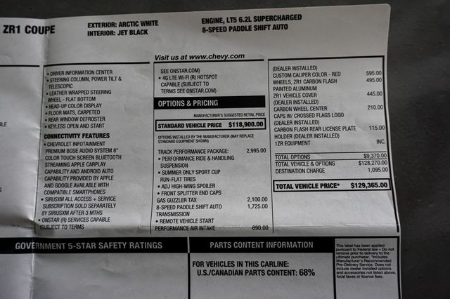 2019 Chevrolet Corvette *ZR1* *ZTK Track Package* *Only 946 Miles* - 23020954 - 78