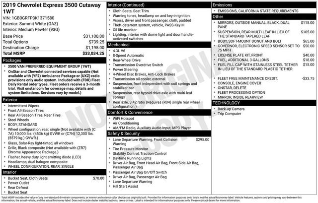 2019 Chevrolet Express Commercial Cutaway 3500 Van 139" - 22906779 - 5