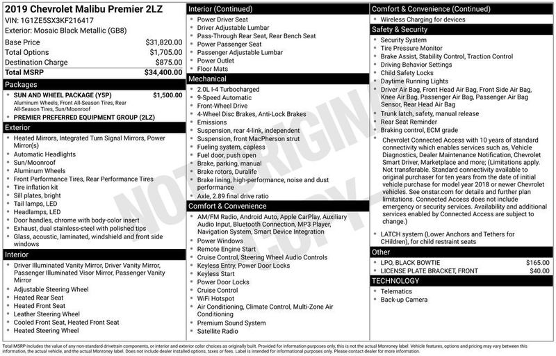 2019 Chevrolet Malibu 4dr Sedan Premier w/2LZ - 22991699 - 5