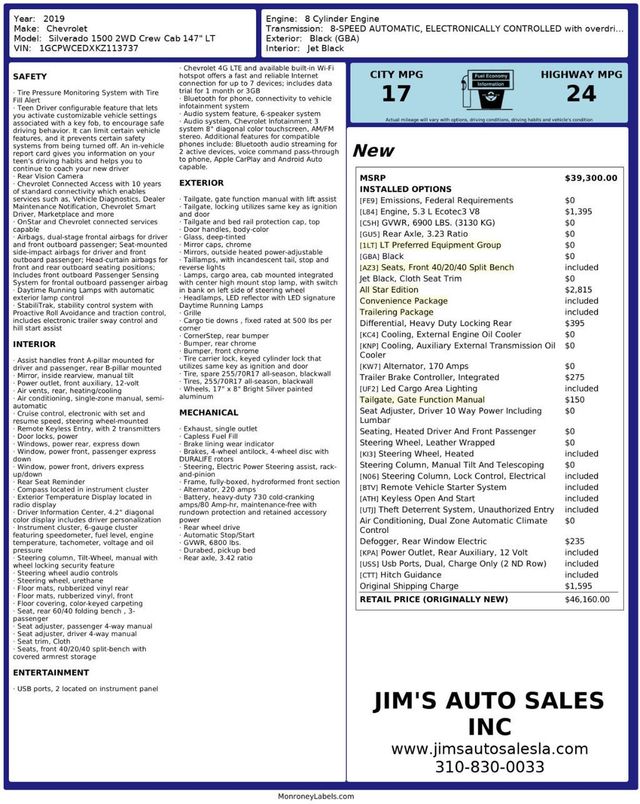 2019 Chevrolet Silverado 1500 Crew Cab LT All Star Edition Convenience Pkg Trailering Pkg - 22967626 - 10