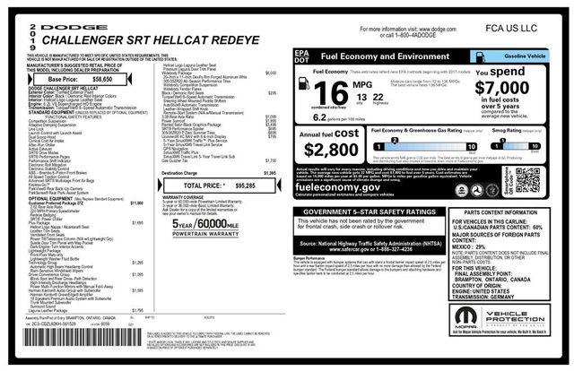2019 Dodge Challenger Hellcat Redeye Widebody Lightweight Package - 23057028 - 10