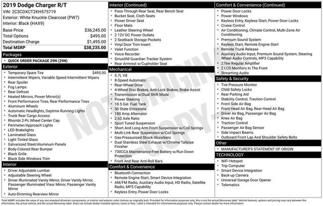 2019 Dodge Charger R/T RWD - 22954915 - 5