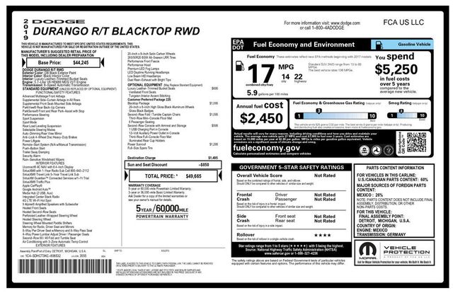 2019 Dodge Durango R/T Blacktop Package - 23057027 - 9