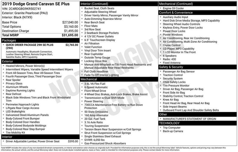 2019 Dodge Grand Caravan SE Plus Wagon - 23048369 - 5