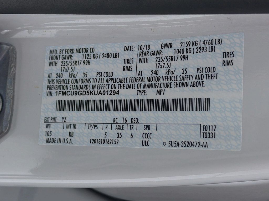 2019 Ford Escape SE 4WD - 23008143 - 34