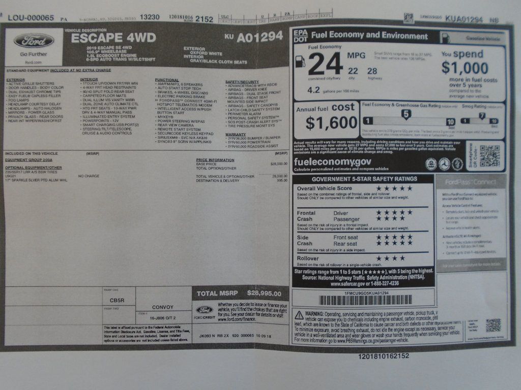 2019 Ford Escape SE 4WD - 23008143 - 35