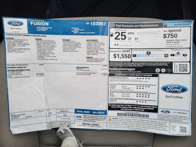 2019 Ford Fusion S Sedan 4D - 22985716 - 31