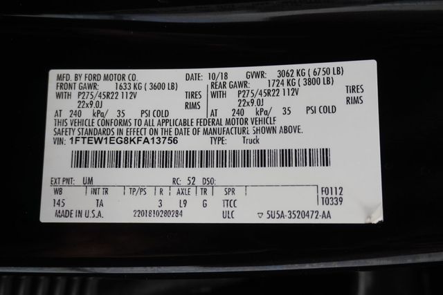 2019 Ford F-150 Limited 4WD SuperCrew 5.5' Box - 22934284 - 36