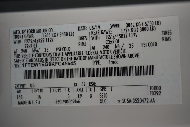 2019 Ford F-150 Limited 4WD SuperCrew 5.5' Box - 22967161 - 33