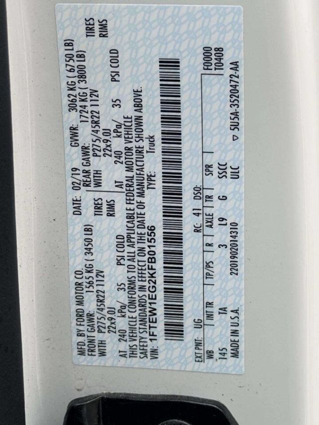 2019 Ford F-150 Limited 4WD SuperCrew 5.5' Box - 23012257 - 22