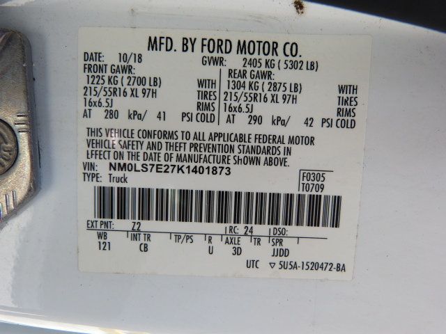 2019 Ford Transit Connect Van 2.0L 4CYL GAS*XL*LWB*BULKHEAD & SHELVES PACKAGE! - 22963447 - 34