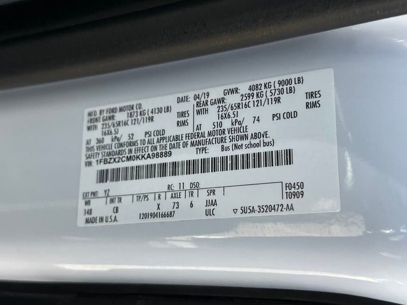 2019 Ford Transit Passenger Wagon T-350 148" Med Roof XLT Sliding RH Dr - 22880473 - 21