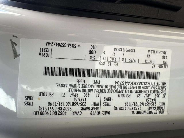 2019 Ford Transit Van T-250 148" Med Rf 9000 GVWR Sliding RH Dr - 23011867 - 22