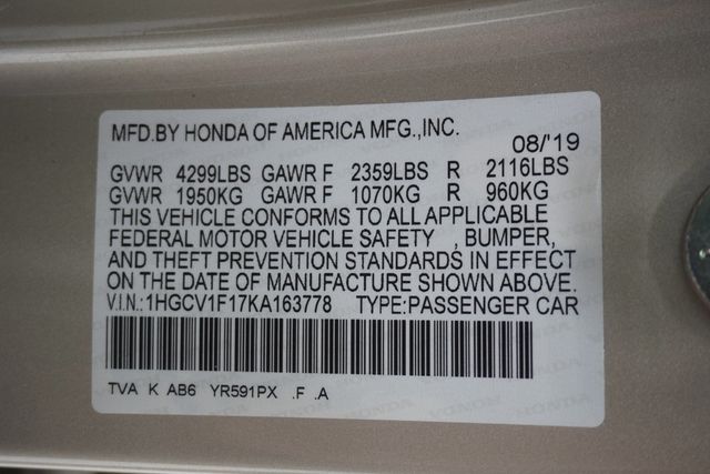 2019 Honda Accord Sedan LX 1.5T CVT - 22997050 - 26