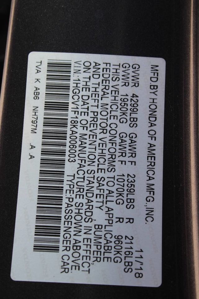 2019 Honda Accord Sedan LX 1.5T CVT - 22905223 - 30