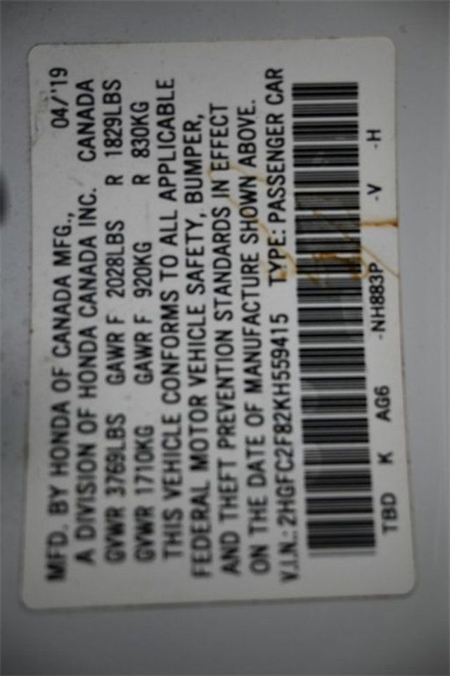 2019 Honda Civic Sedan Sport CVT - 22941289 - 3