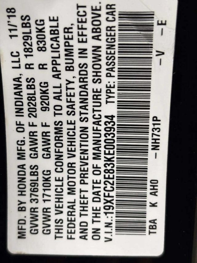 2019 Honda Civic Sedan Sport Manual - 23023817 - 35