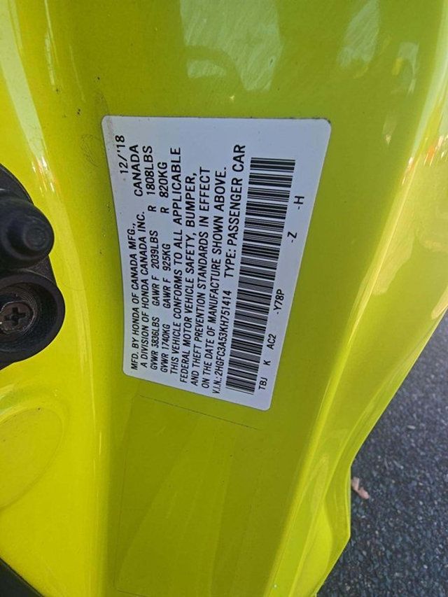 2019 Honda Civic Si Coupe SI Tonic Yellow Pearl! HARD TO GET COLOR! FULLY OEM STOCK! NAVI! - 22922381 - 7