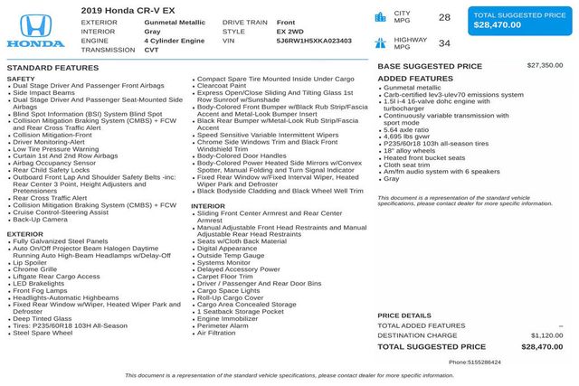 2019 Honda CR-V EX 2WD - 23075139 - 2