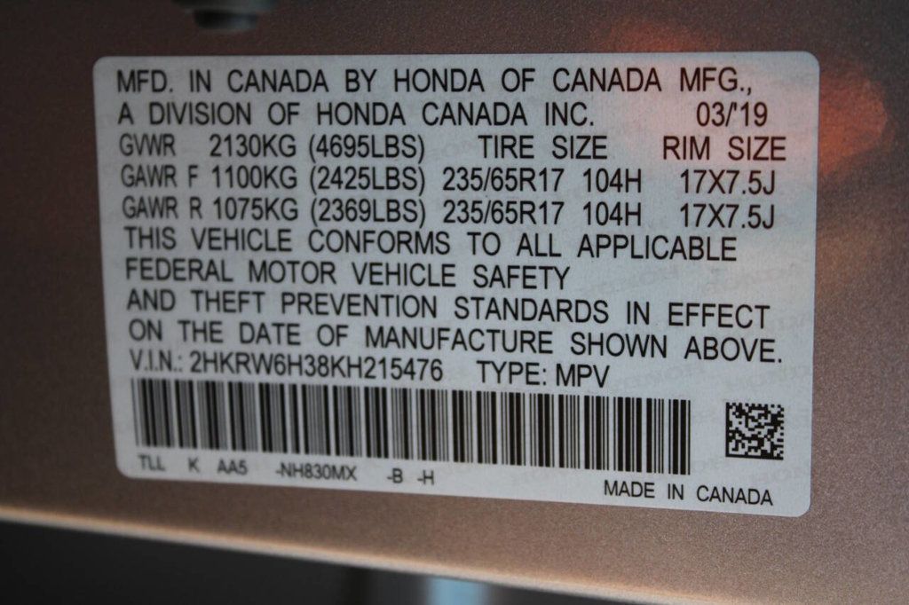 2019 Honda CR-V LX AWD - 22901700 - 29