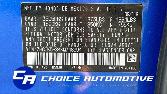 2019 Honda Fit EX CVT - 22379527 - 24