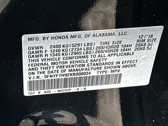 2019 Honda Passport Touring FWD - 23041189 - 21