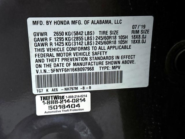 2019 Honda Pilot LX 4WD - 22941907 - 45