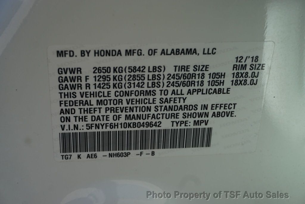 2019 Honda Pilot LX AWD - 23097643 - 34