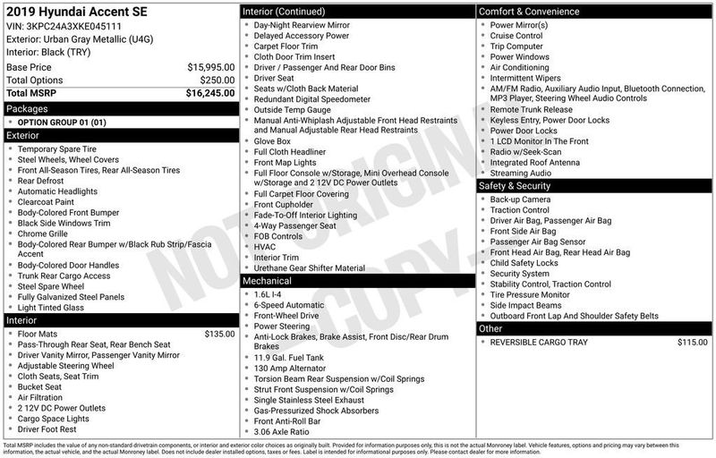 2019 Hyundai Accent SE Sedan Automatic - 22934460 - 5