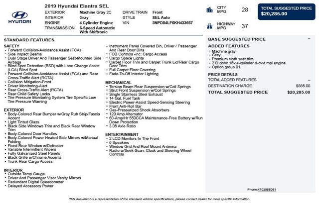 2019 Hyundai Elantra SEL - 22949938 - 2