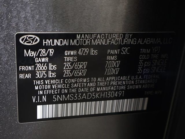 2019 Hyundai Santa Fe SEL 2.4L Automatic FWD - 23030763 - 50